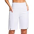 G Gradual Women's 9" Long Swim Board Shorts with Pockets High Waisted Knee Length Beach Swimming Shorts for Women with Liner
