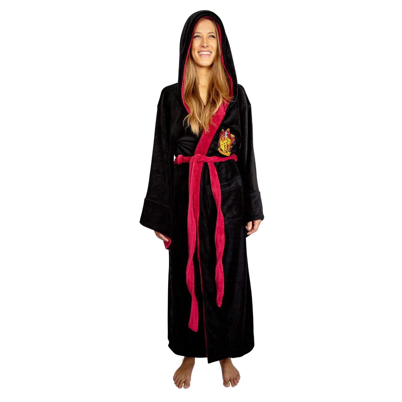 Groovy Men's Gryffindor-bathrobe Gryffindor Harry Potter Hooded Bathrobe, Black, One Size UK