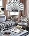 New Galaxy 4-Light Antique Black Round Metal Shade Crystal Chandelier Semi-Flush Mount Ceiling Fixture