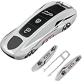 Aojezoor Gray No. 72 White Key Fob Cover Compatible with Porsche Cayenne 2018-2025 Panamera 2017-2024 911 2019-2023 Taycan 2019-2024 Compatible with Porsche Key Cover