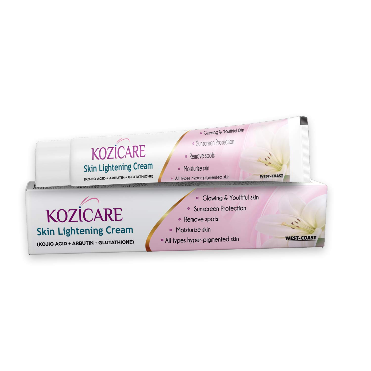 Kozicare Skin Lightening Cream with Kojic Acid, Arbutin, Glutathione