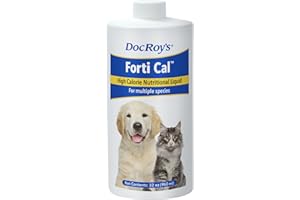 REVIVAL ANIMAL HEALTH Doc Roy's Forti Cal Liquid, High Calorie Energy Supplement for Dogs, Cats, Horses, Livestock, Supports Weight Gain, Recovery, Hydration, Omega 3 6 9, Vitamins A D3 E C B Complex, Made in USA, 32 oz