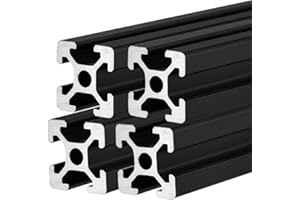 4pcs 2020 T Slot Aluminum Extrusion Profile 500mm 19.68inch European Standard Anodized Extruded Linear Rail Guide Frame for 3D Printer Laser Engraving CNC Automation Equipment DIY Black BELLA BAYS