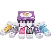 Baby Girl Socks with Mary Jane or Sneaker Shoe Look - Non-slip Gripper Soles - 3 or 6 Pairs - Soft Cotton