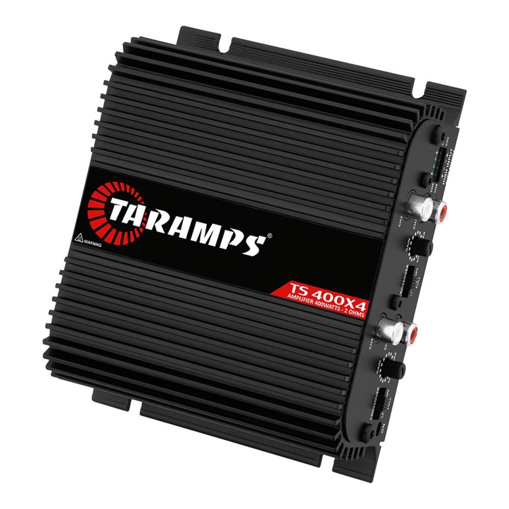 Taramps TS 400x4 Black with Automatic High Level Input 400 watts RMS 4 Channels Full Range Car Audio Amplifier RCA Input Class D 2 Bridged Channels Multichannel Amplifier System