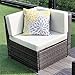 Wisteria Lane Patio Furniture Sofa Set, 5 PCS Outdoor Sectional Sofa Seating with Ottoman and Table, All Weather Grey Wicker