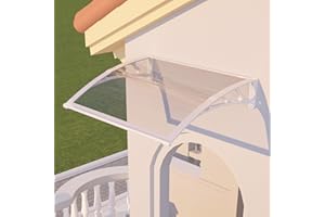 DAWNINGHOMM Awning for Door Entrance with Drainage, 32x40 Inch Awnings for Patio, Durable Polycarbonate Window Awnings Exterior, UV Rain Snow Protection Canopy for House, Porch, Patio, Deck