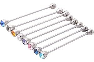 YYBONNIE 8PCS Silver Tone Men's Tie Pins Necktie Tie Clip Cravat Pin Round Collar Crystal Brooch