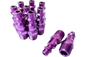 SANFU 1/4 NPT Air Hose Fittings 10 Pcs Purple, I/M Type Male thread air compressor fittings, Lightweight, Premium Air Compressor Hose Accessories