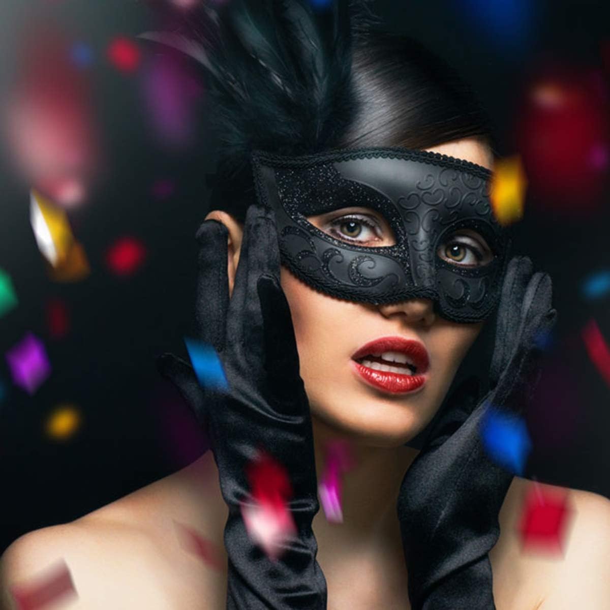 Masques Masques pour adultes Noir 2Pcs Mardi Gras Masque de Bal 