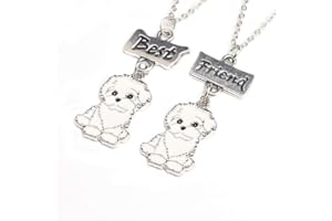 MUMMUMI Best Friend Necklaces,Friendship Lovely Pet Dogs Pendant Fashion Dogs Set Metal Necklace for Valentine's Day Present Birthday Christmas(Pug,Tidy,Bichon Frise,Schnauzer,Husky) (White-Bichon Frise)