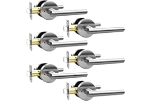 Orger 6 Pack Privacy Interior Door Handles for Bathroom and Bedroom, Stain Nickel Door Lock Handles, 304 Stainless Steel Keyless Door Knobs for Right & Left Sided