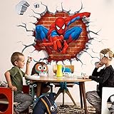 Spiderman 3D Cracked Children Themed Art Wall Sticker, 18X20-Inch