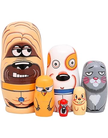Set Of 5 Magic Cabin Woodland Forest Animal Nesting Dolls Wood