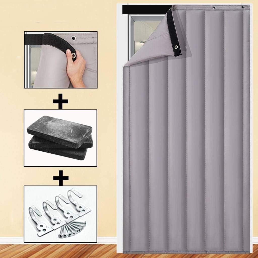 Mqing Thicken Cotton Curtain,Winter PU Heavy Duty Windshield Water Resistant Soundproof Cold Air Conditioner Door Panel Partition Curtain-90x220cm(35x87inch)-G