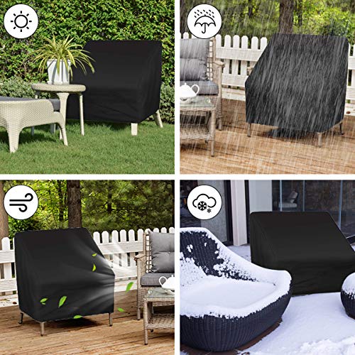 CAVEEN Patio Chair Covers, Waterproof Lounge Deep Seat Cover, 420D Heavy Duty Oxford Fabric Outdoor Patio Furniture Cover Stackable with Durable Double Stitching, 35" L x 38"W x 29"H, 2 Packs, Black - Thumbnail 7
