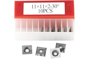 DIRTECH 11mm Square Tungsten Carbide Inserts Cutters Knives Replacement Blades 11×11×2.0mm-30°for Woodworking Spiral/Helical Planer Cutter Head or Lathe Turning 10pcs