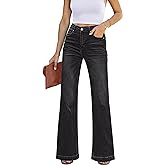 GRAPENT Womens Flare Jeans High Waisted Wide Leg Baggy Jean for Women Stretch Denim Pants