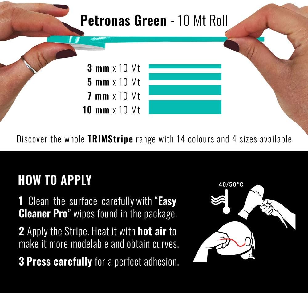 4R Quattroerre.it 10471 Trim Stripes Adhesive Strips for Cars Petronas Green, 5 mm x 10 mt, 5mm x 5mm x 10m - Image 4