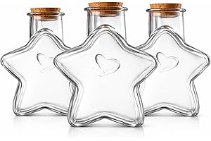 200ml Star-Shaped Glass Jar with Cork Lid Decorative Clear Glass Bottles Home Decoration Containers for Candy, Crafts, DIY Gi