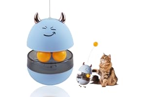 HXQQWXY Interactive Cat Toys for Indoor Cats,3in1 Automatic Cat Toys Interactive Cat Exercise Tumbler,Track Balls,Swing Ball, Cat Slow Food Feeder，Cat Interactive Toys for All Cats(Blue)