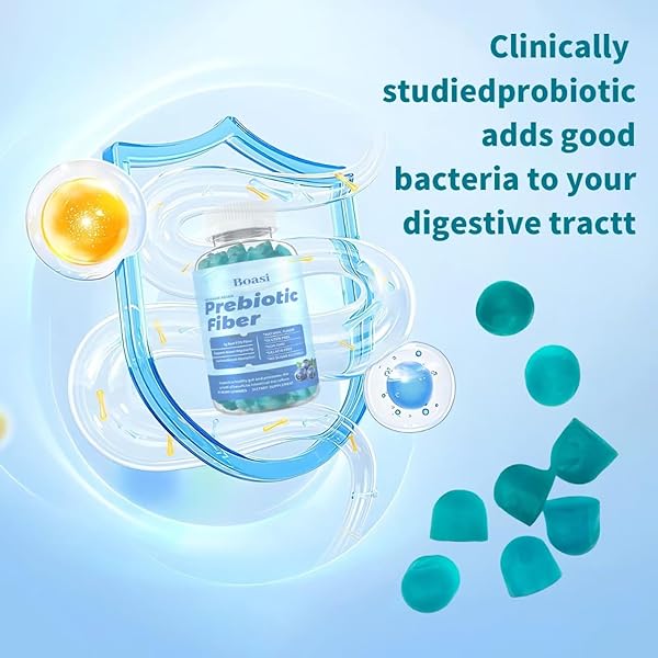 BOASI PREBIOTIC FIBER GUMMIES FOR ADULTS,DIGESTIVE HEALTH,VEGAN GLUTEN FREE FIBER GUMMIES,SOLUBLE DIETARY FIBER SUPPLEMENTS