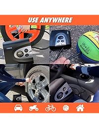 Inflador de neumático, bomba compresora de aire 12 V (modelo 2017), 150 psi, portátil y fácil de usar, perfecto para coches, bicicletas y equipos deportivos, de automotrices Family Tool