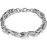 ULLMYYL Hip Hop Stainless Steel Cuban Link Chain Bracelet for Men, Punk Titanium Steel Biker Bracelet with Lobster Clasp - 22cm (8.66in)