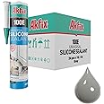 Akfix 100E RTV Grey Silicone Caulk (24x10.1 fl.oz.) - 100% Waterproof Silicone Sealant for Kitchen and Bathroom, Shower, Toilet, Sink, Window and Door, No Yellowing | Grey, 24 Pack