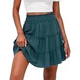 Lepunuo Womens Summer Flowy Mini Skorts Skirts Casual High Waisted Ruffle Tiered A Line Short Skirt with Pockets