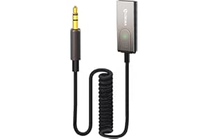 LOKUKA Bluetooth 5.3 to Aux Adapter for Car, USB to TRS 3.5mm Receiver - Adds Bluetooth to Car, Speaker, Home Stereo Audio for Hands-Free Calls, Voice Navigation, Phone Music - Brown