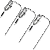 Flutesan 3 Pcs Meat Thermometer Probe Replacement 2.5mm Plug for Grills | Stainless Probes for Smokers and BBQ Grills, Accurate Temp Monitoring, Durable Braided Cables, Universal Replacement Part