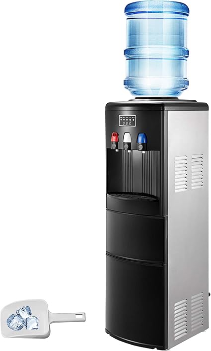 Vevor 2 In 1 Water Cooler Dispenser With Built In Ice Maker 27lbs 24h Ice Maker Machine Freestanding Hot Cold Top Loading Water Dispenser For Home Restaurant Office Use Black Stainless Steel Amazon In Home Kitchen
