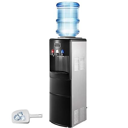 Vevor 2 In 1 Water Cooler Dispenser With Built In Ice Maker 27lbs 24h Ice Maker Machine Freestanding Hot Cold Top Loading Water Dispenser For Home Restaurant Office Use Black Stainless Steel Amazon In Home Kitchen