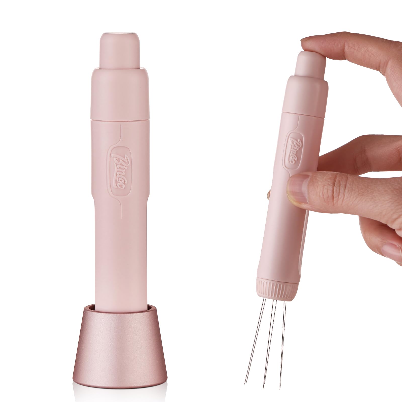 Photo 1 of Retractable WDT Espresso Distribution Tool - Magnetic Espresso Stirrer Tool with Stainless Steel Retractable Needles, Coffee Needle Distribution Stirrer for Barista (Pink)