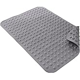 Non-Slip Large Shower Mat, 35.4 x 23.6 in TPE Shower Mat with Drain Holes and Suction Cups, Anti-Slip Bath Mat for Walk-in Shower Stall, Safe for Pregnant Women, Elderly, Little Ones