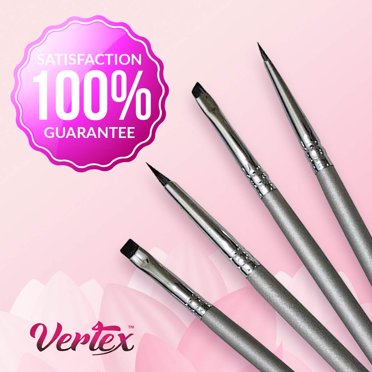 Vertex Beauty Eyeliner Brush Set - Fine, Angled, Winged, Firm, and Flat Brushes - Liquid or Gel Eyeliner Applicator - Pencil-Point Thin Bristles for Detailed Precision Eye Liner Makeup Brush Set (4 Brush Set): Beauty