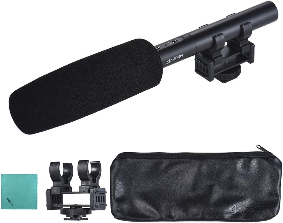 Azden SGM-250 Professional Dual Powered Shotgun Microphone Super Cardioid Condenser Mic 250mm Length with 3-Pin XLR Output for Video & Filmmaking Professionals With Andoer Cleaning Cloth