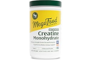 MegaFood Micronized Creatine Monohydrate Powder - Unflavored Post & Pre Workout Powder for Men & Women - Cognitive & Exercise Performance Support - NSF Certified for Sport- 500 Grams, 100 Servings