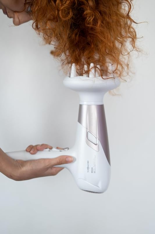 Studio Dry Glow Haartrockner, 2100 Watt, Föhn mit Diffusor für Locken, 3 Temperatur- und 2 Geschwindigkeitsstufen, Ionenfunktion, Kaltlufttaste, weiß/roségold, CV5830