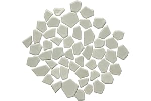 Smayt Yi White Ceramic Mosaic Tiles Large Sizes and Shape Mosaic Art Making Supplies for Bathroom Flower Pot Outdoor Tables Coasters 0 8 1 2inch 7oz M White 200g