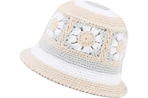 kozinu Crochet Bucket Hat for Women Knitted Beanies Cap Handmade Foldable Floppy Beach Hat Fashion Fishing Hat