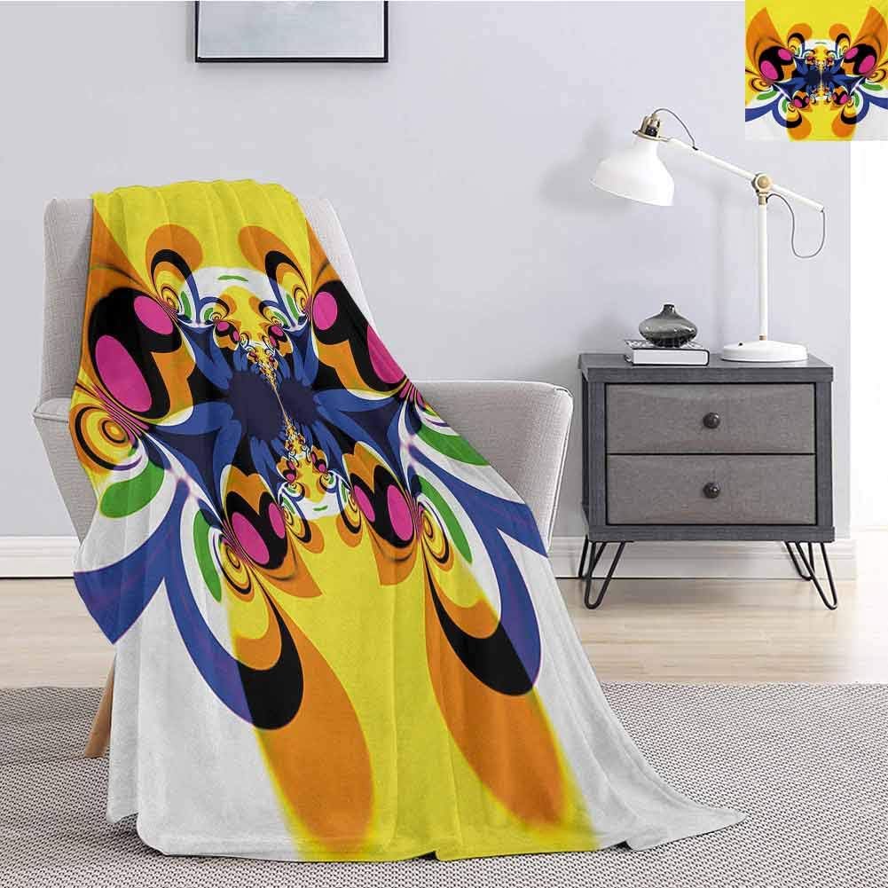 Luoiaax Modern Art Bedding Flannel Blanket Trippy Butterfly with Morphing Dynamic Forms Digital Entoptic Art Design Print Super Soft and Comfortable Luxury Bed Blanket W70 x L90 Inch Multicolor