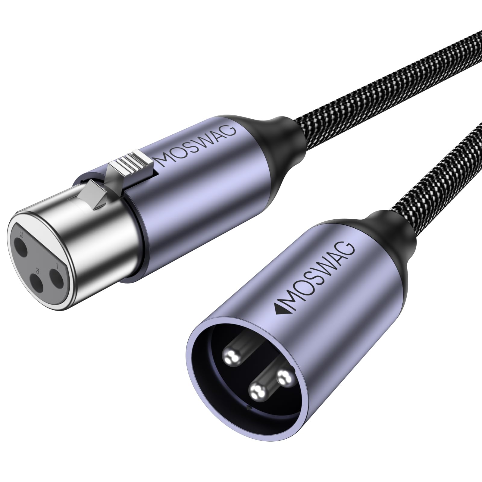 MOSWAG XLR Cable 3FT, XLR Male to Female Cable, Short Balanced Microphone Cord 3 pin, X LR Microphone Cable Compatible with Microphone, Mic Mixer, Recording Studio, Speaker Systems, Radio Station,etc