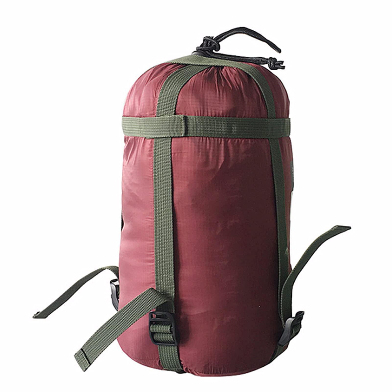 10 L Stuff Compression Sacks Nylon Sleeping Bag Drawstring Storage Bags with Adjustable Buckles for Backpacking Hiking Camping Outdoor Living (Wine Red)