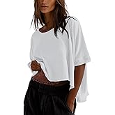 COMBEME Women's Oversized Tshirts Summer Cute Crop Tops Dolman Short Sleeve Loose Flowy Basic Tees