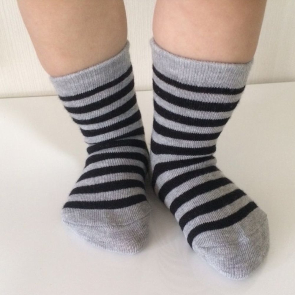 12 Pairs Non Slip Toddler Socks Crew Socks with Grips for Baby Boys