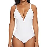 SHAPERIN Bodysuit for Women Shapewear Tummy Control Deep V Neck Plunge Sleeveless Backless Thong Body Suit Tank Top