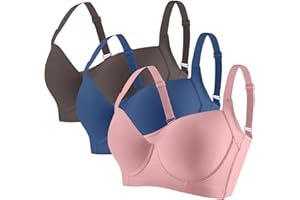 takaeys Bras for Women Plus Size Full Support 3 Pc Casual Bras Comfy Soft Yoga Sports Bra Everyday Cozy Lightweight Underwear