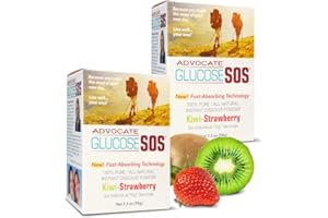 Glucose SOS Powder Packets with Natural Dextrose, Fast-Absorption that Instantly Dissolves in Your Mouth with No Water Needed, Kiwi-Strawberry 12 Servings